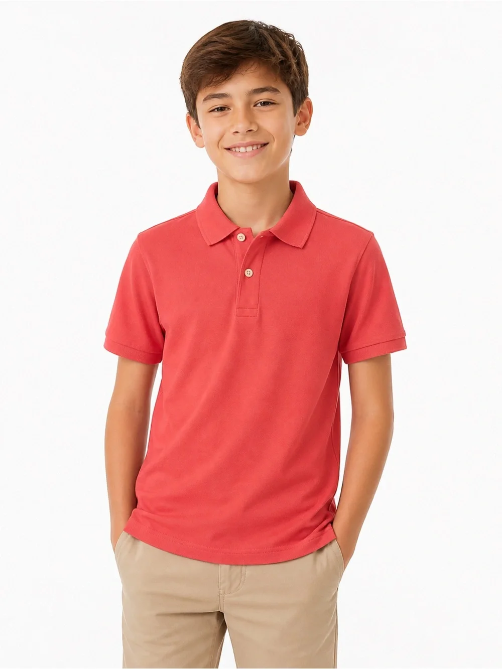 The Children's Place Boys Coral Red Short Sleeve Polo - 0475